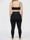 Schwarze High-Waist Leggings mit Seitentaschen, blickdicht und tierhaarfrei, ideal für Sport und Alltag