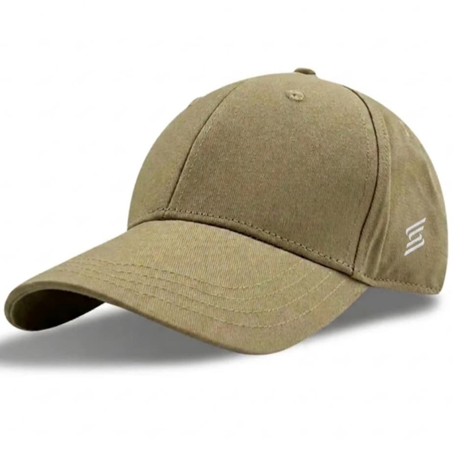 Beige Baseballcap mit Logo, ideal für Outdoor-Aktivitäten und Alltag