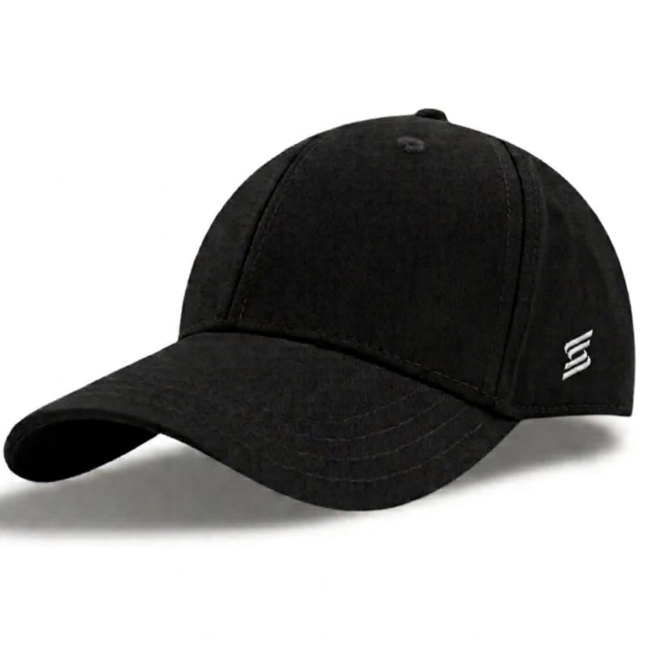 Schwarze Baseballkappe mit weißem Logo, ideal für Sport und Alltag